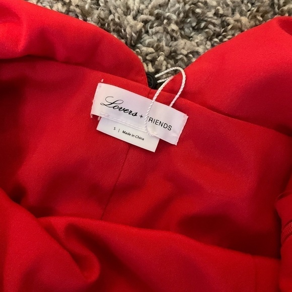 Lovers + Friends Bridget Red White Midi Dress (missing belt) Sz Small Faux Wrap - Picture 4 of 15